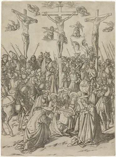 The Crucifixion with the Two Thieves, from the Mysteries of the Rosary by Francesco Rosselli, print, 1490