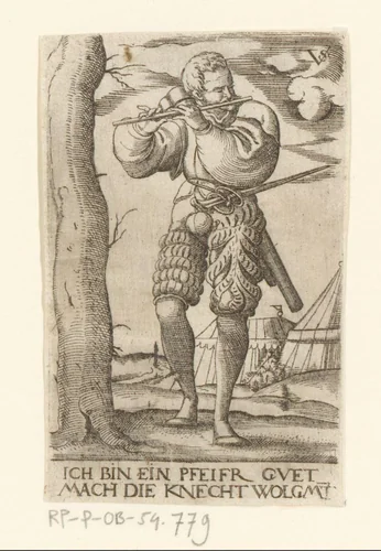 Soldaat met een fluit by Unknown, print, 1524-1562