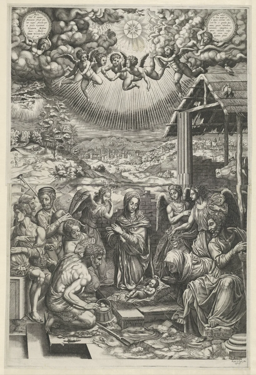 Geboorte van Christus by anonymous, print, 1530-1582