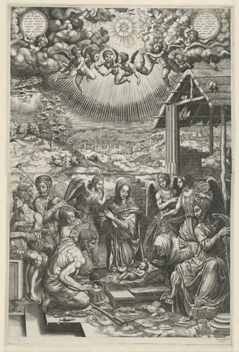 Geboorte van Christus by anonymous, print, 1530-1582