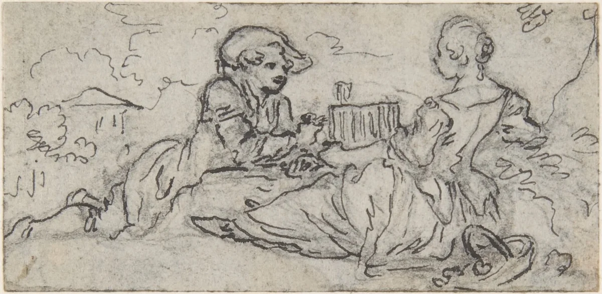 Design for a Box-Lid by Hubert François Gravelot, drawing, 1710-1773