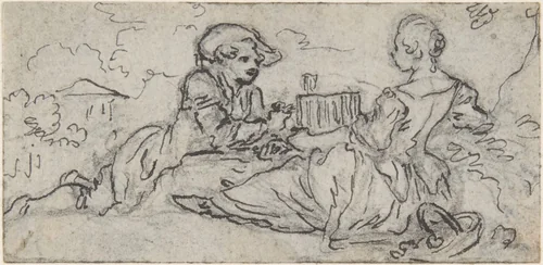 Design for a Box-Lid by Hubert François Gravelot, drawing, 1710-1773