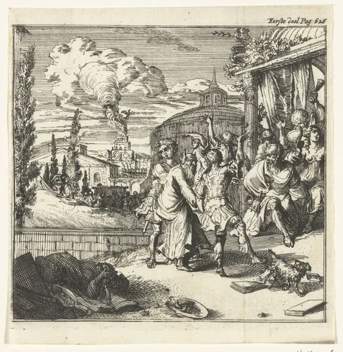 Illustratie voor 'Alle de werken' van Lucianus by Romeyn de Hooghe, print, 1679