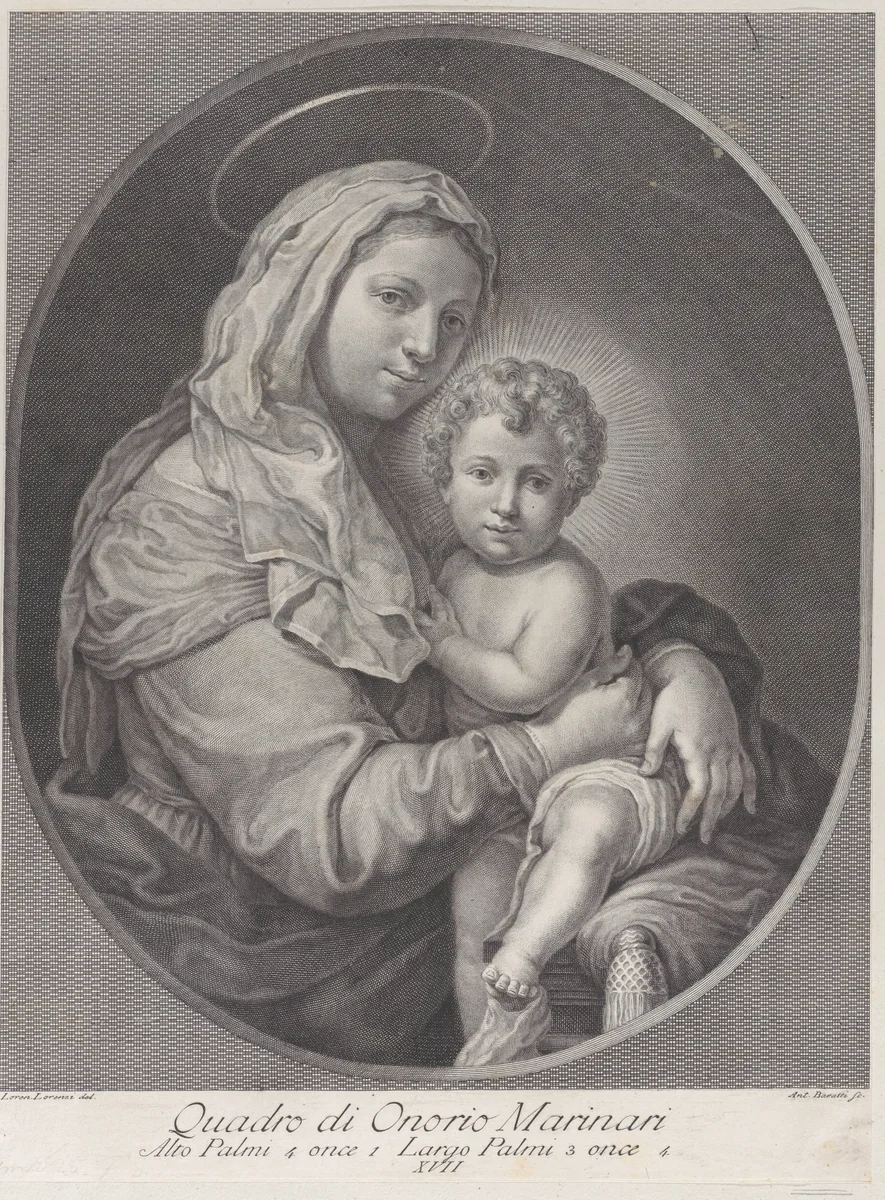 Virgin and Child by Lorenzo Lorenzi, print, 1745-1779