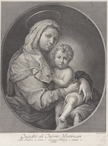 Virgin and Child by Lorenzo Lorenzi, print, 1745-1779