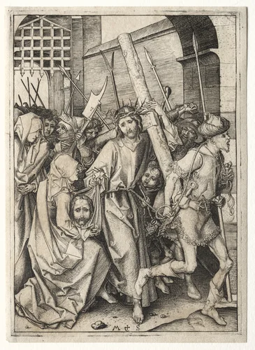 The Passion: Christ Bearing the Cross by Martin Schongauer, print, 1475-1485