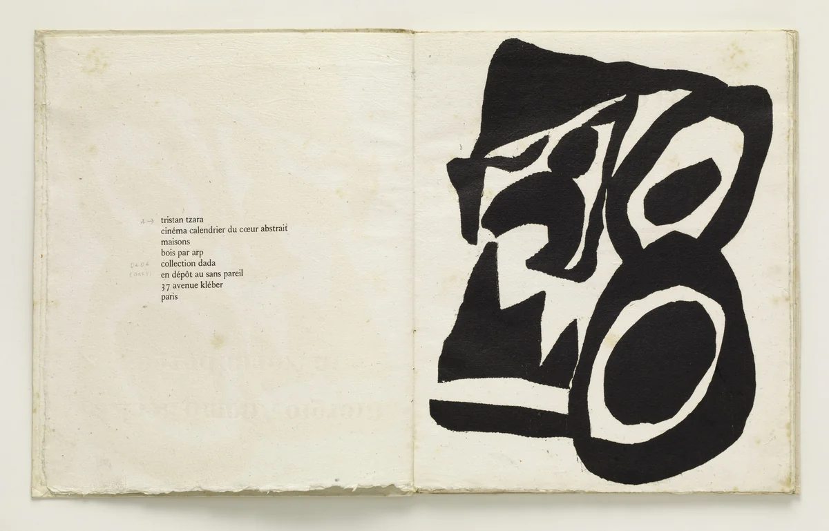 Frontispiece (folio 2) from Cinéma calendrier du coeur abstrait, maisons (Cinema Calendar of the Abstract Heart, Houses) by Jean Arp, illustrated book, 1920