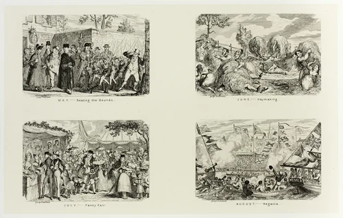 May – Beating the Bounds from George Cruikshank's Steel Etchings to The Comic Almanacks: 1835-1853 (top left) by George Cruikshank, print, 1837
