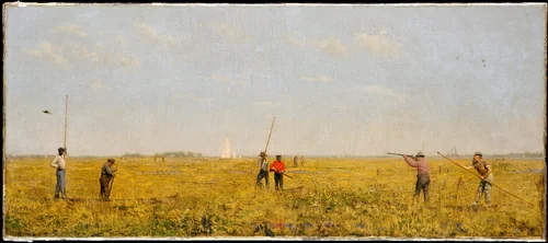 Pushing for Rail by Thomas Eakins, artwork, 1874