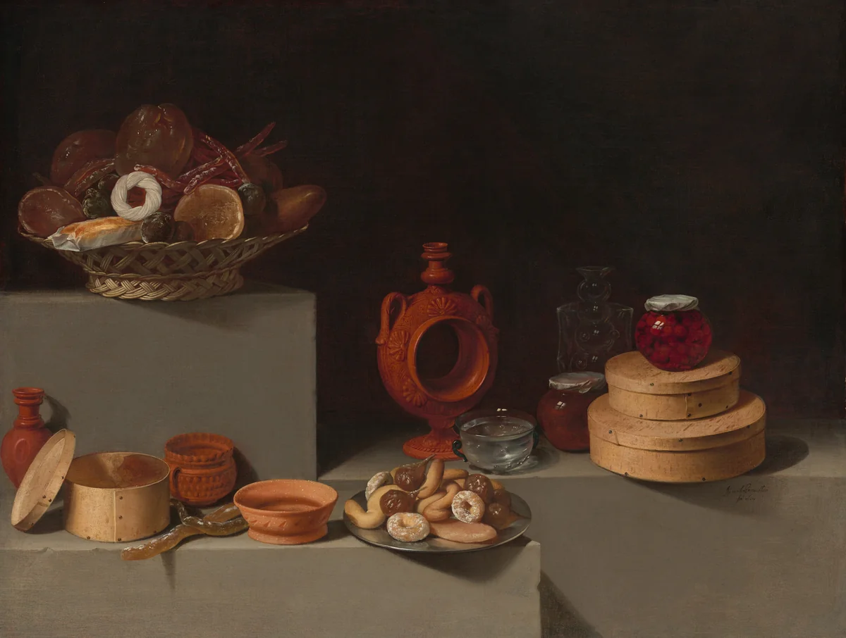 Still Life with Sweets and Pottery by Juan van der Hamen y León, painting, 1627