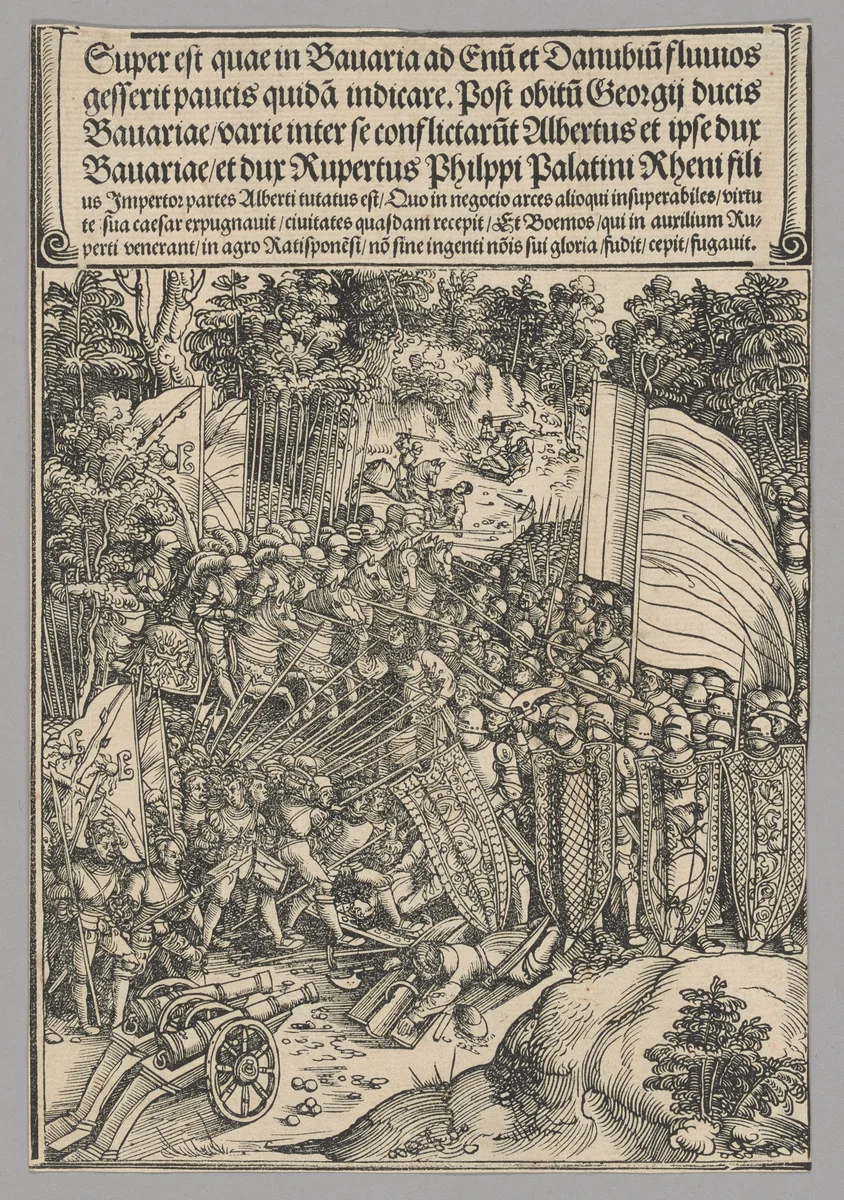 Bavarian War, plate 18 from Historical Scenes from the Life of Emperor Maximilian I from the Triumphal Arch by Wolf Traut, print, 1515-1517