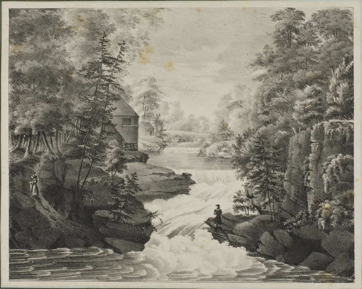 Landscape with Waterfall by Pendleton's Lithography, print, 1800-1899
