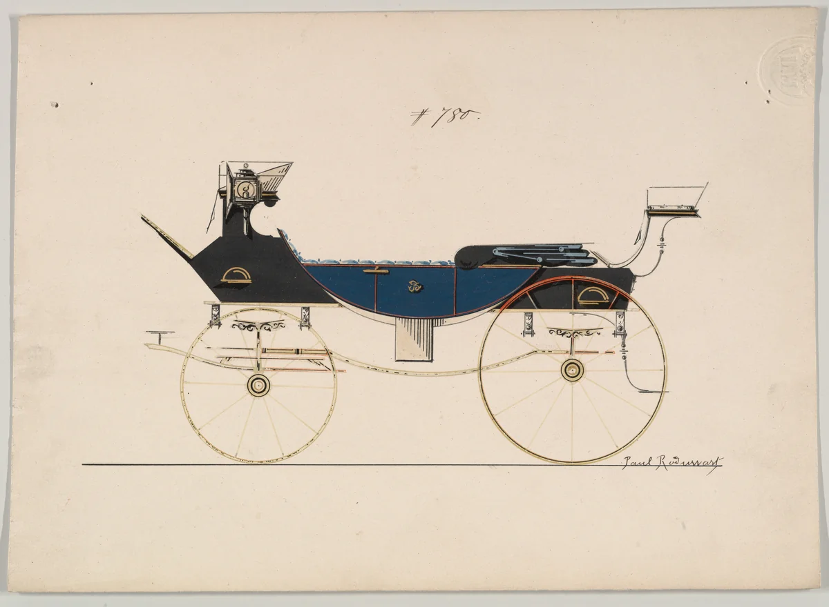 Caleche with Drag Front #780 by Brewster & Co., drawing, 1850-1870
