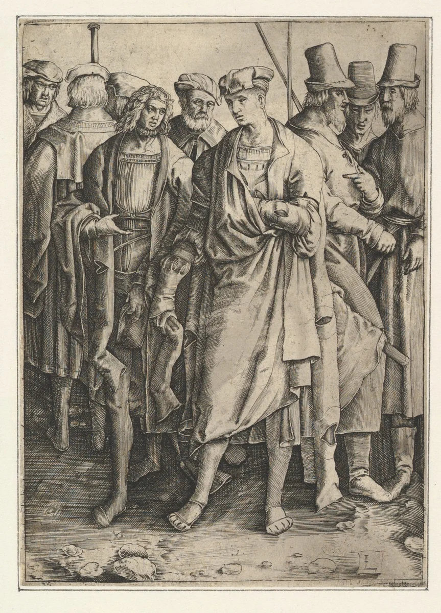 Group of Armed Men (copy) by Lucas van Leyden, print, 1585-1628