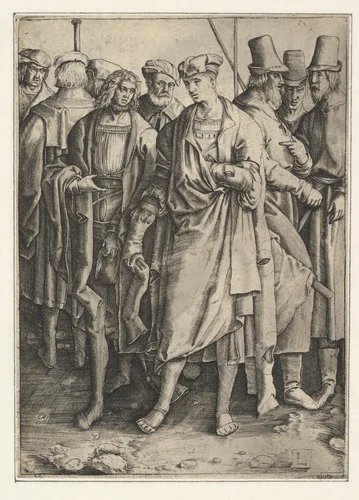Group of Armed Men (copy) by Lucas van Leyden, print, 1585-1628