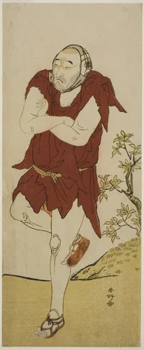 The Actor Onoe Matsusuke I as a Mendicant Monk (Gannin Bozu) in the Play Keisei Ide no Yamabuki, Performed at the Nakamura Theater in the Fifth Month, 1787 by Katsukawa Shunko, print, 1782-1792