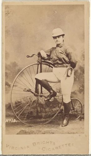 Card 15, from the Girl Cyclists series (N49) for Virginia Brights Cigarettes by Allen & Ginter, photograph, 1887