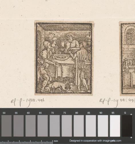 Rijke man en Lazarus by anonymous, print, 1536