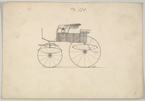 Design for Stanhope Phaeton, no. 175 by Brewster & Co., drawing, 1850-1874