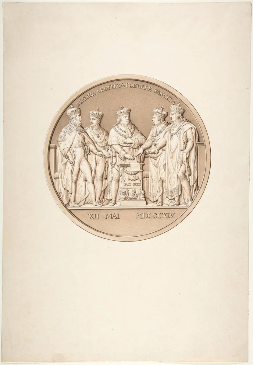 Design for a Medal Commemorating the Treaty of Paris, 1814 by Jacques Edouard Gatteaux, drawing, 1809-1819