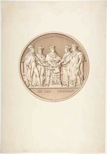 Design for a Medal Commemorating the Treaty of Paris, 1814 by Jacques Edouard Gatteaux, drawing, 1809-1819