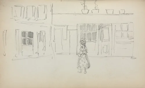 Italian Sketchbook: Street Scene with a Girl ( page 159) by Maurice Prendergast, book, 1898-1899