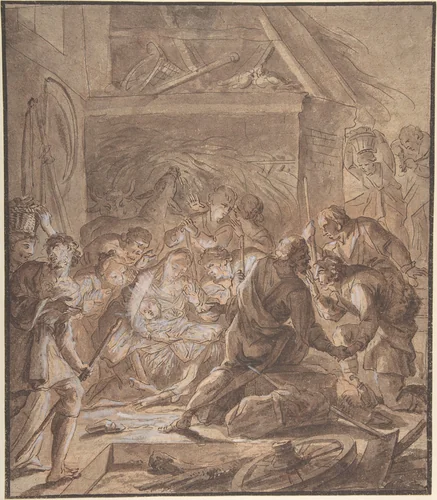 Adoration of the Shepards by Johann Daniel Preissler, drawing, 1680-1737