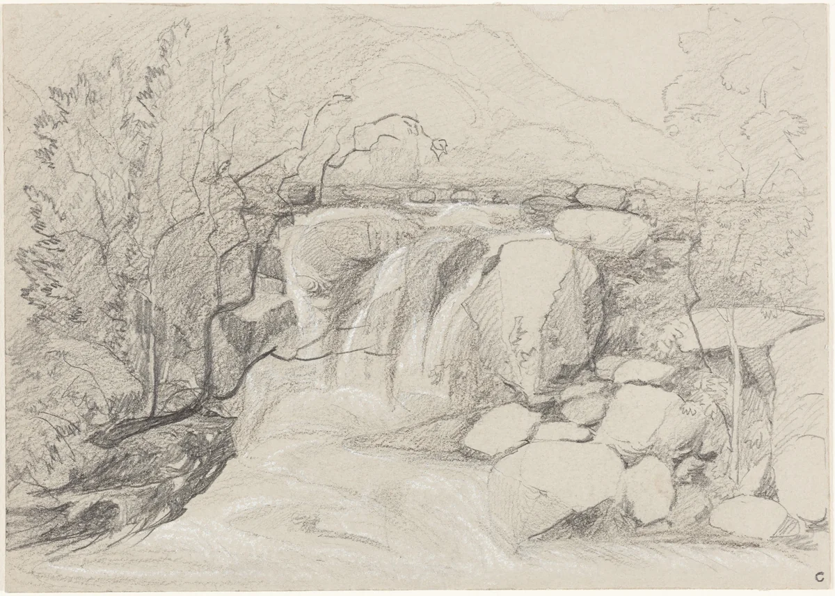 Waterfall with Rocks by John Sell Cotman, drawing, 1782-1842