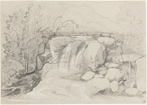 Waterfall with Rocks by John Sell Cotman, drawing, 1782-1842