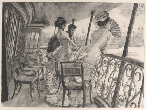 The Gallery of H.M.S. Calcutta (Souvenir of a Ball on Shipboard) (La galerie du "Calcutta" (Souvenir d'un bal à bord) by James Tissot, print, 1876