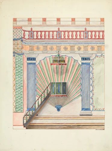Pulpit and Wall Painting by Randolph F. Miller, index of american design, 1937