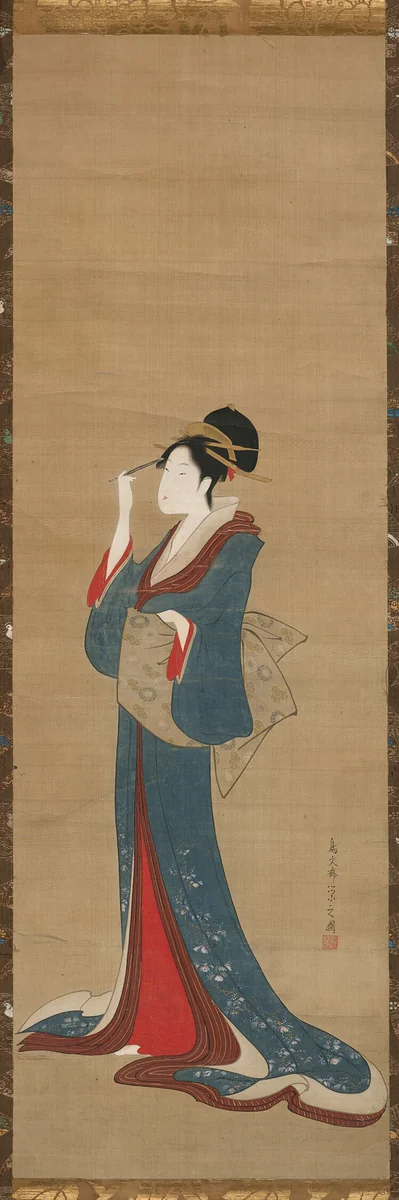 Beauty Replacing Her Hairpin by Chōbunsai Eishi (鳥文斎栄之), other, 1793-1803