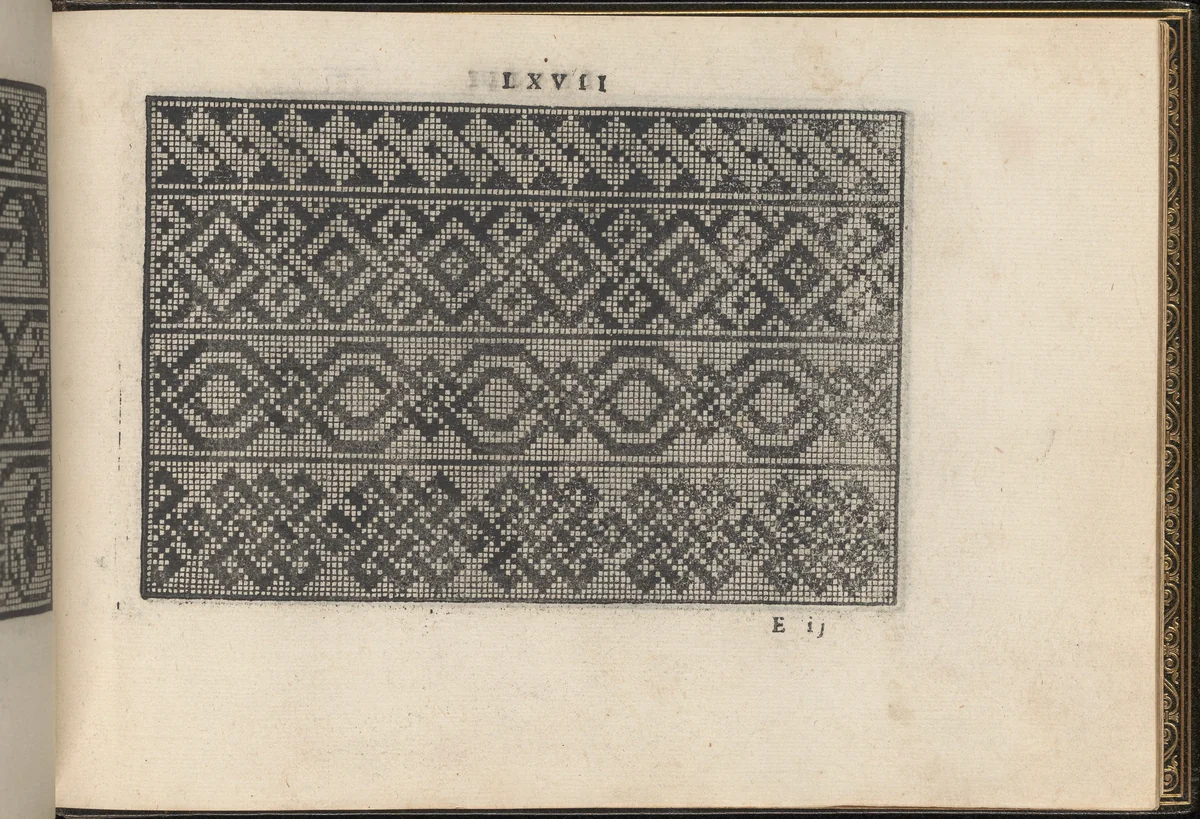 La Vera Perfettione del Disegno di varie sorti di recami, page 34 (recto) by Giovanni Ostaus, book, 1567