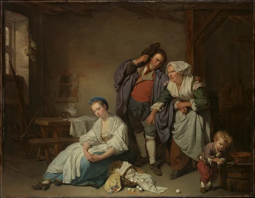 Broken Eggs by Jean-Baptiste Greuze, painting, 1756