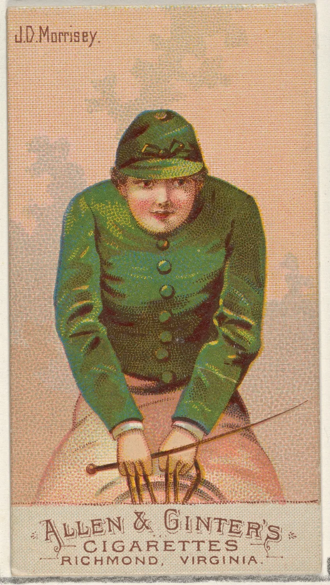 J.D. Morrisey, from the Racing Colors of the World series (N22b) for Allen & Ginter Cigarettes by Allen & Ginter, print, 1888
