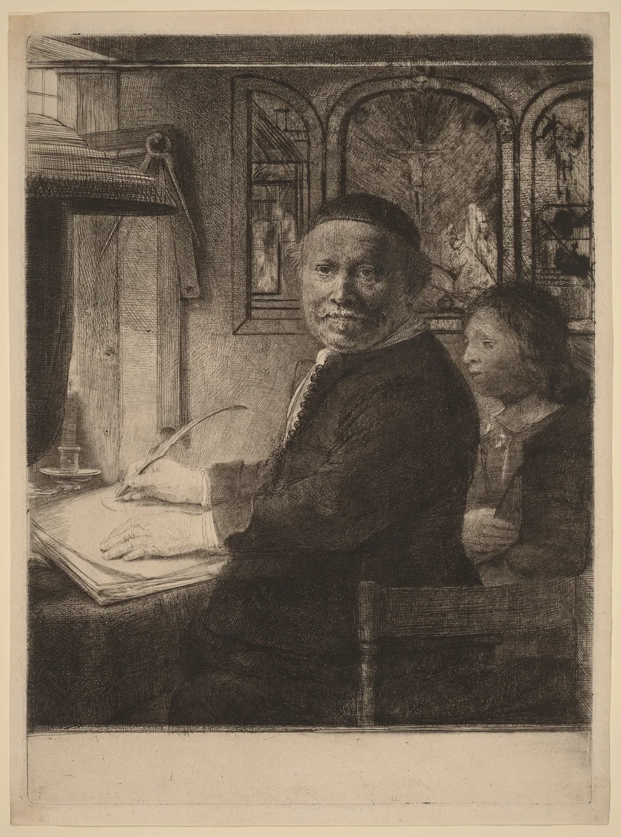 Lieven Willemsz van Coppenol: the Smaller Plate by Rembrandt van Rijn, print, 1658