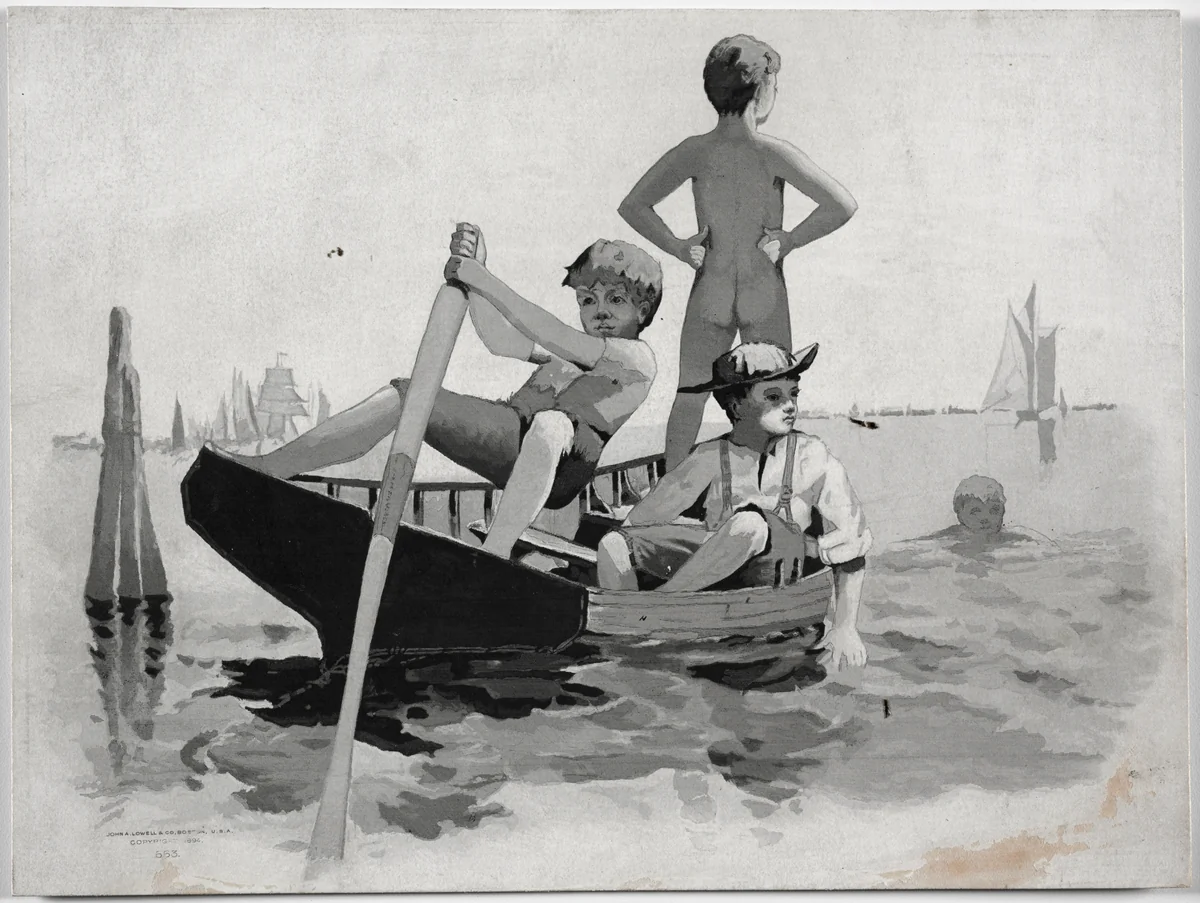 Boys Swimming, Gloucester Harbor by Winslow Homer, print, 1894