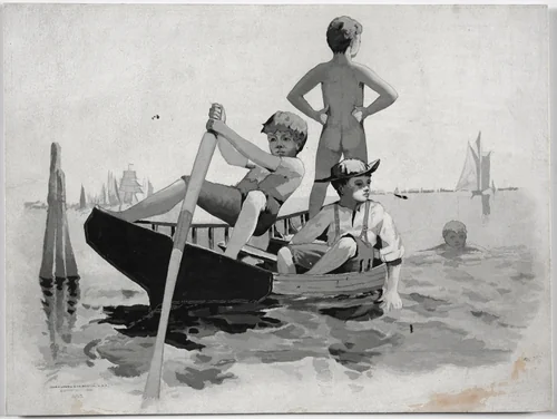 Boys Swimming, Gloucester Harbor by Winslow Homer, print, 1894