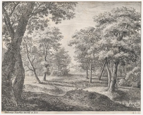 The Road Through the Woods by Anthonie Waterloo, print, 1620-1690