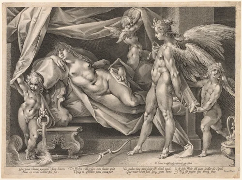 Cupid and Psyche by Jan Muller, print, 1595-1605