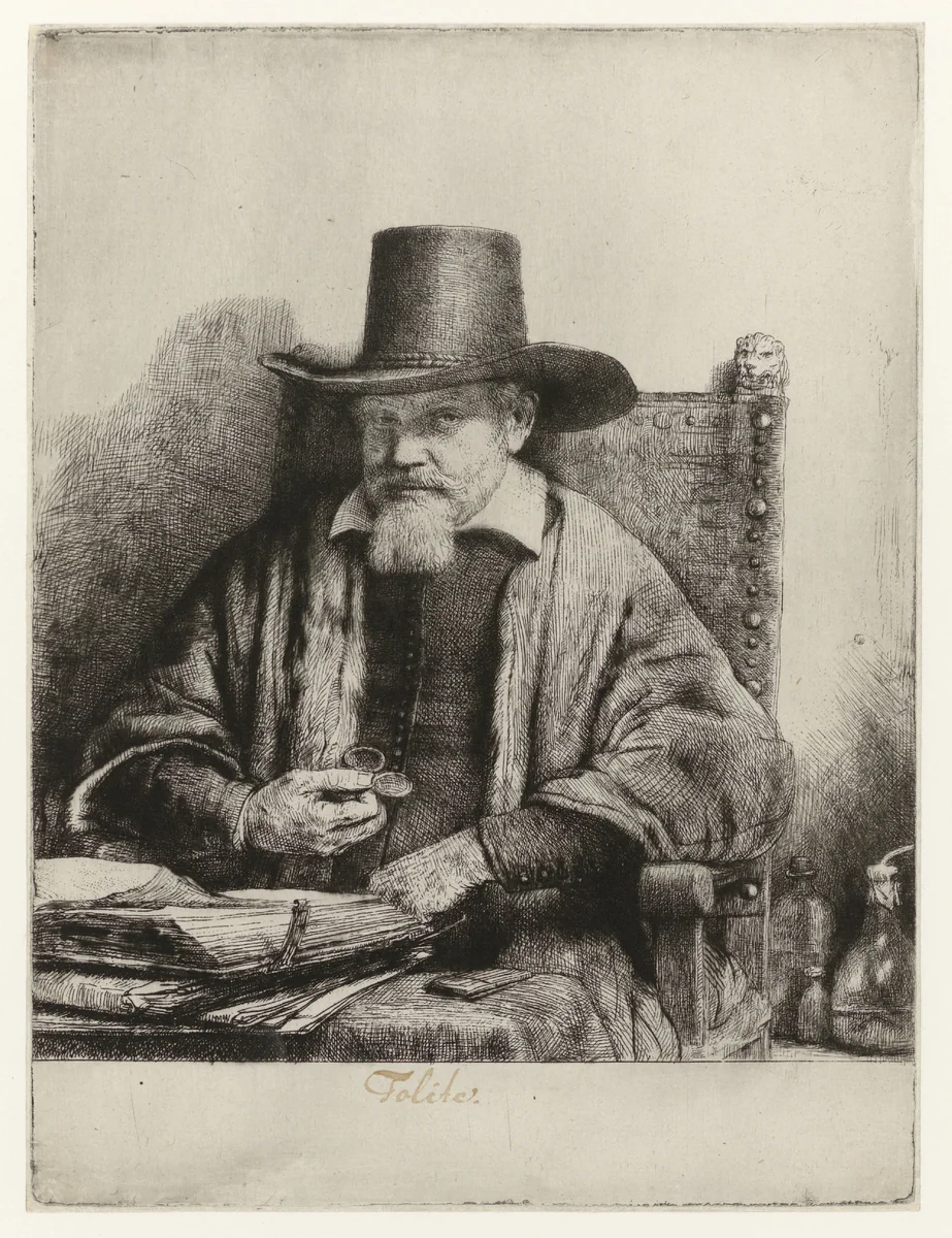 Arnout Tholinx by Rembrandt van Rijn, print, 1656
