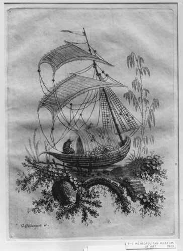 Chinoiserie, from "Nouvelle Suite de Cahiers de dessins chinois a l'usage des dessinateurs et des peintres" (Nr 3) by Jean Pillement, print, 1790-1799