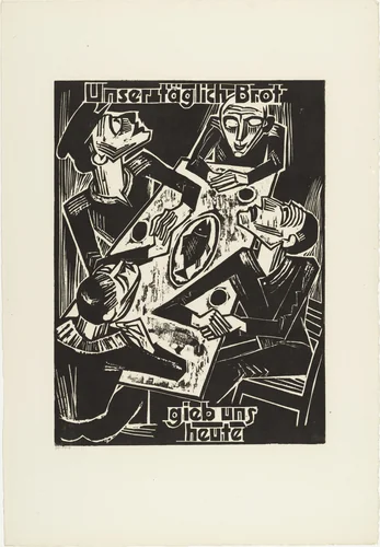 Give us this day / our daily bread (Unser täglich Brot / gieb uns heute) from The Lord's Prayer (Das Vater Unser) by Max Pechstein, print, 1921
