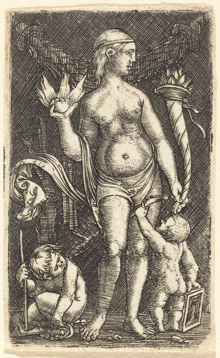 Venus with Two Putti by Albrecht Altdorfer; Peregrino da Cesena, print, 1512-1515