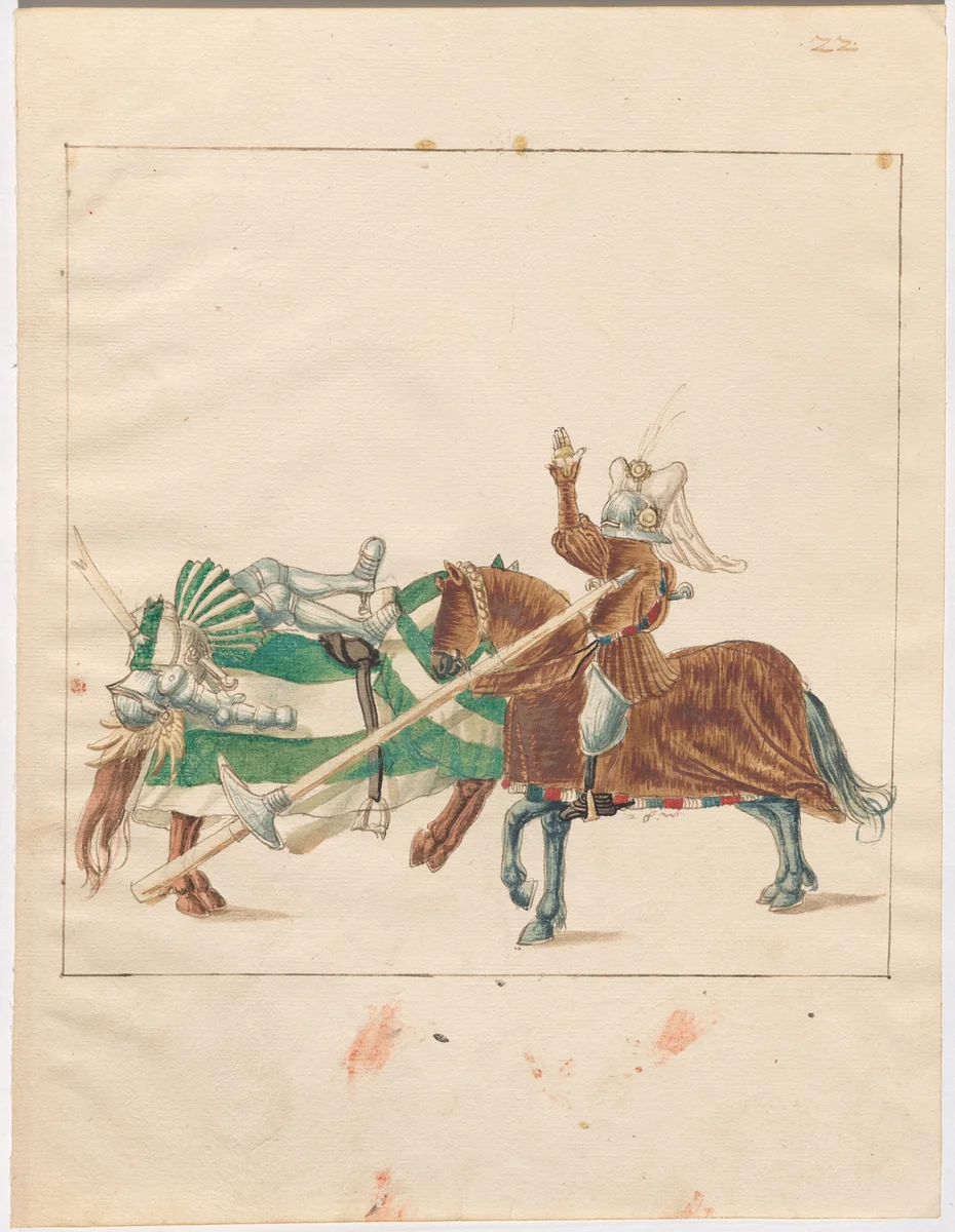 Mixed Jousts of War and Peace by German 16th Century, drawing, 1515