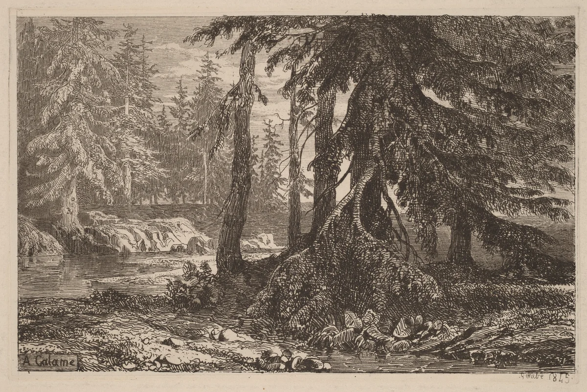 Essais de gravure à l'eau forte par Alexandre Calame, III, pl. 16 by Alexandre Calame, portfolio, 1838-1850