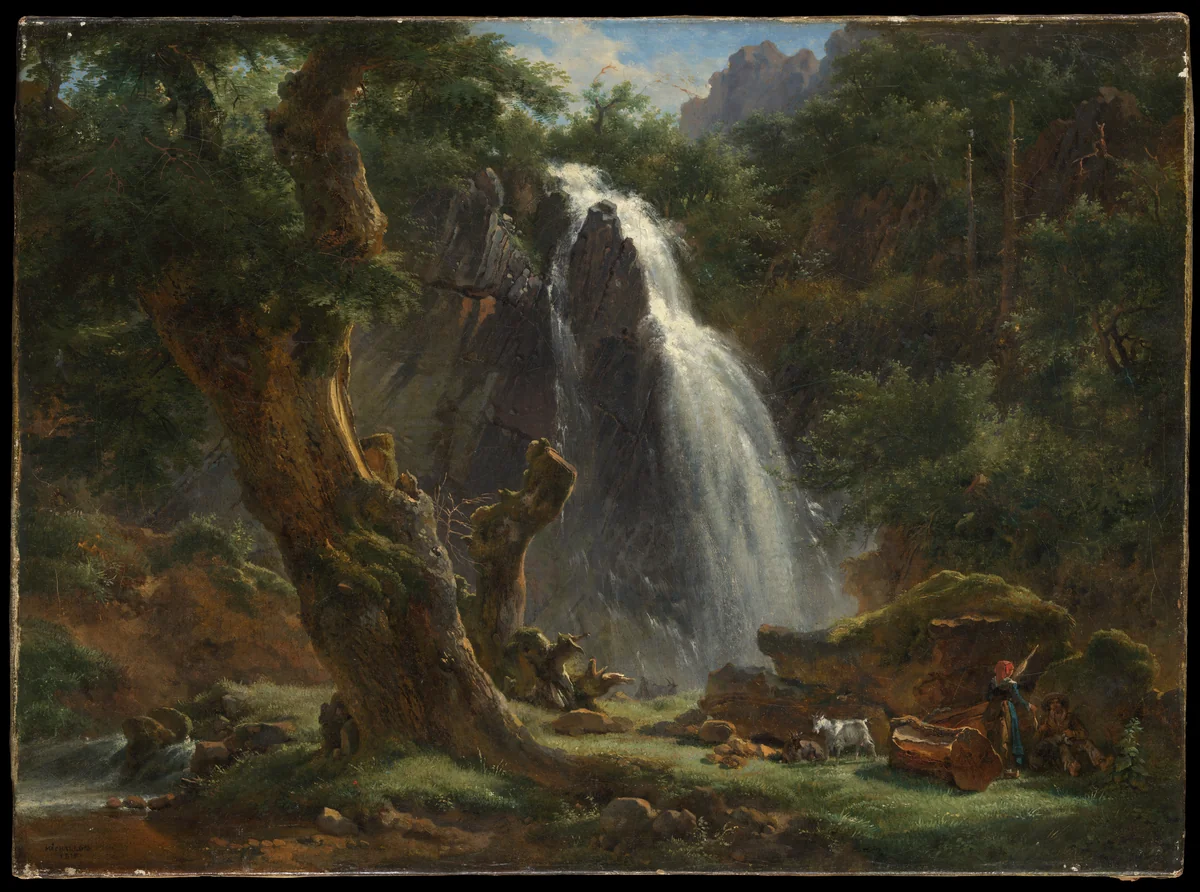 Waterfall at Mont-Dore by Achille Etna Michallon, painting, 1818