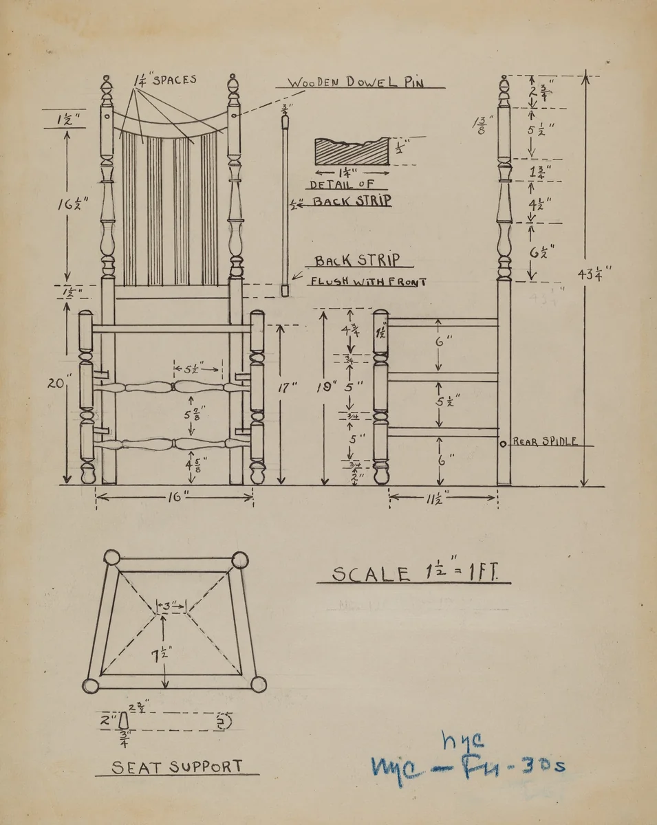 Seat by Margaret Knapp, index of american design, 1936