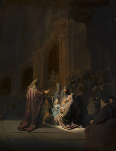 Simeon's Song of Praise by Rembrandt van Rijn, painting, 1631