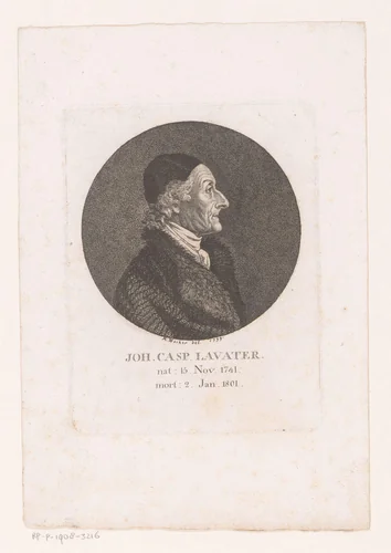 Portret van Johann Kaspar Lavater by Marquard Wocher, print, 1799